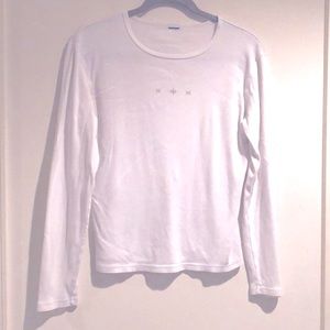 Long Sleeve White Cotton Shirt with 3 Snowflakes.
